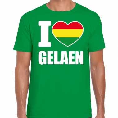 Carnaval i love gelaen t shirt groen voor heren