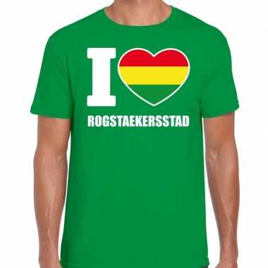 Carnaval i love rogstaekersstad t shirt groen voor heren