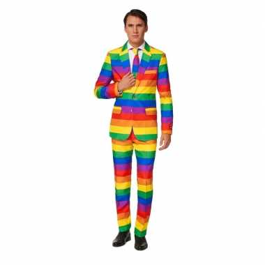 Carnavals heren pak regenboog print