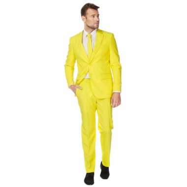 Fel geel carnavalspak pak voor heren