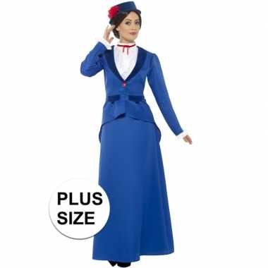 Grote maten victoriaanse kinderjuffrouw carnavalspak voor dames