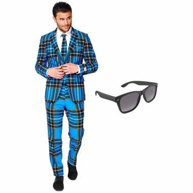 Schotse print heren carnavalspak maat 56 (xxxl) met gratis zonnebril