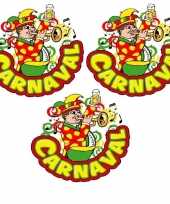 3x carnaval raamsticker muzikant met trompet 35 x 40 cm