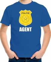 Agent politie embleem carnaval t-shirt blauw voor kinderen