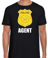 Agent politie embleem carnaval t-shirt zwart voor heren