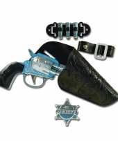 Carnaval accessoires pistool met holster en sheriff badge
