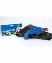 Carnaval accessoires politie pistool blauw 22 cm