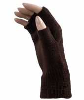 Carnaval donker bruine polsjes handschoenen vingerloos voor volwassenen