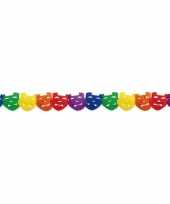 Carnaval regenboog kleuren slinger met maskers 3 meter