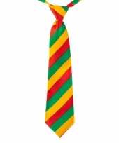Carnaval stropdas rood geel groen gestreept 40 cm