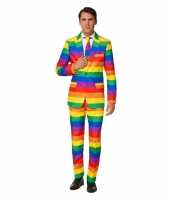 Carnavals heren pak regenboog print