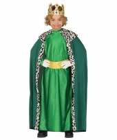Koning mantel groen verkleedcarnavalspak voor kinderen