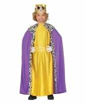 Koning mantel paars met geel verkleedcarnavalspak voor kinderen