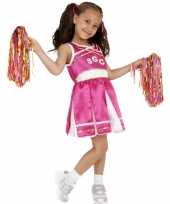 Roze cheerleader carnavalspak