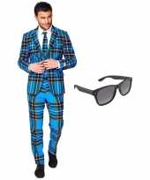 Schotse print heren carnavalspak maat 56 xxxl met gratis zonnebril