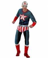 Superheld amerikaanse kapitein verkleed pak carnavalspak voor heren