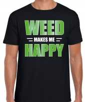 Weed makes me happy t-shirt carnavalspak zwart voor heren