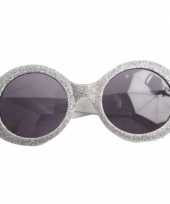 Zilveren disco carnaval verkleed bril met glitters